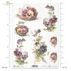 z kwiatkami bratków w siedmiu ujęciach, z bratkami ze starych grafik; kwiat, kwiatek, kwiatki, listki, liście, płatki kwiatów, bratek, bratki, kosze, kwiatów, bukiet, wiosna, ogród, R562, flower, leaves, flower petals, pansy, pansies, baskets, flowers, bo