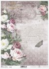 Vintage-Papier decoupage, Blumen, Rosen, Schmetterlinge*Klasické papírové Decoupage, květiny, růže, motýli*Vintage decoupage paper, flowers, roses, butterflies