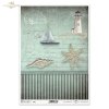motywy marynistyczne, lato, wakacje, latarnia morska, żaglówka, łódka, muszla, rozgwiazda, list, pocztówka, paski, R939, maritime theme, summer, holiday, lighthouse, sailboat, boat, shell, starfish, letter, postcard, stripes, maritimes Thema, Sommer, Urla
