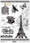 Papel de arroz vintage, bicicleta, torre Eiffel, máquina de escribir, decorados, jaula de pájaros*Vintage Reispapier, Fahrrad, Eiffelturm, Schreibmaschine, Dekore, Vogelkäfig*Винтажная рисовая бумага, велосипед, Эйфелева башня, пишущая машинка, декоры, кл