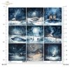 krajobraz nocą, widoczki, zimowa sceneria, sowa, lis, królik, domek, gwiazdy na niebie*landscape at night, views, winter scenery, owl, fox, rabbit, house, stars in the sky*Landschaft bei Nacht, Ansichten, Winterlandschaft, Eule, Fuchs, Kaninchen, Haus, St