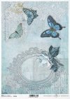 Decoupage Papier mit alten Rahmen, Schmetterlinge, Rose, Vintage*Papel decoupage con marco antiguo, mariposas, rosa, vintage*Декупаж бумага со старой рамкой, бабочки, роза, винтаж