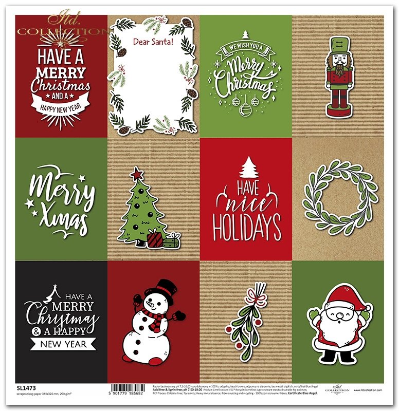 scrapbooking paper SL1473 * tags, festive themes