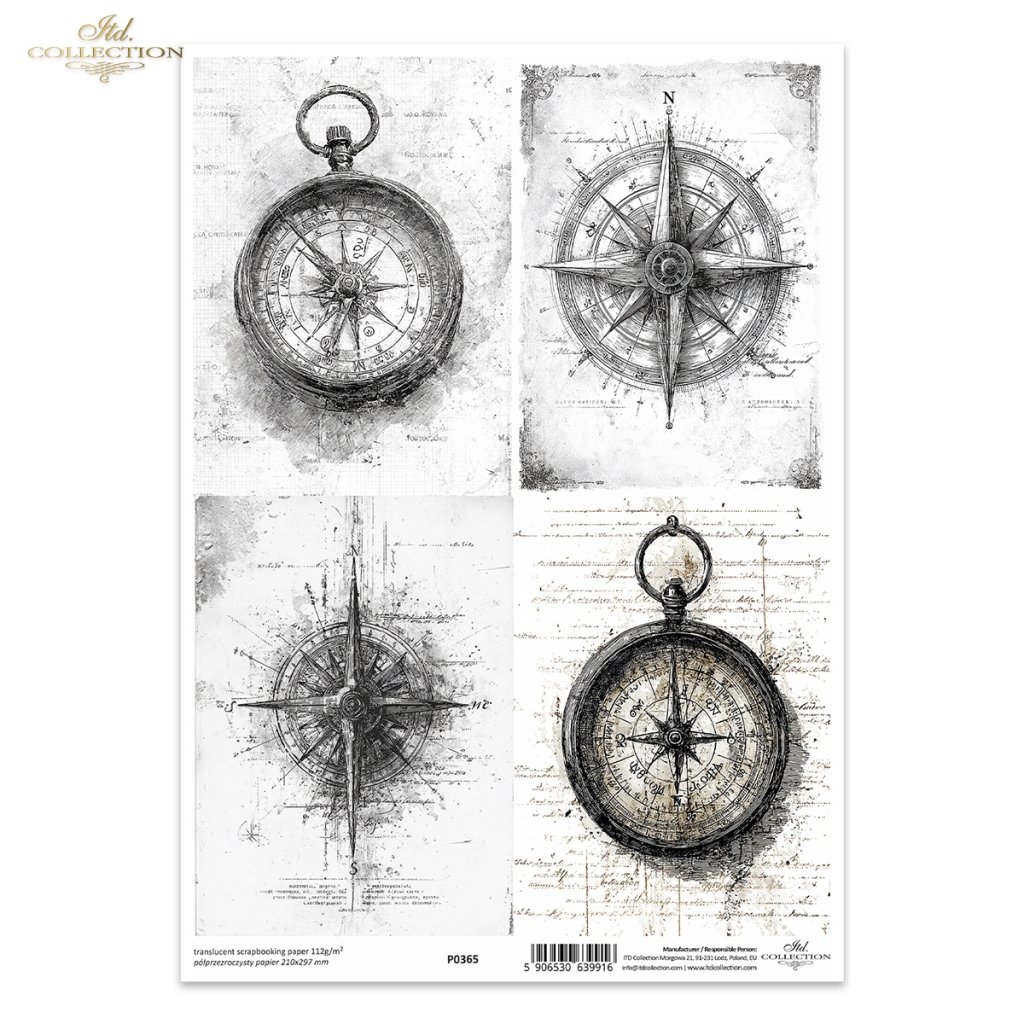 translucent scrapbooking paper P0365 Light & Shadow * compass, wind ...