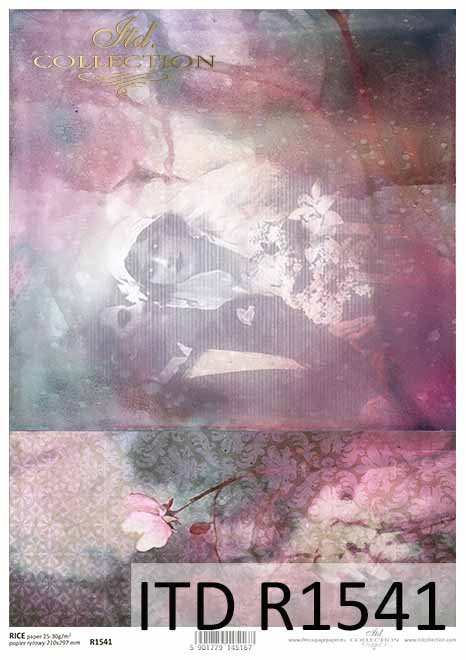 Rice paper R1541 - Paper for decoupage rice * retro, flowers, newlyweds ...