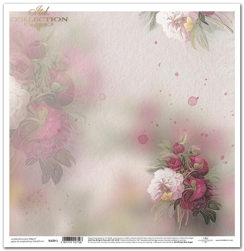 Papier scrapbooking SL0620 * kwiaty, peonie