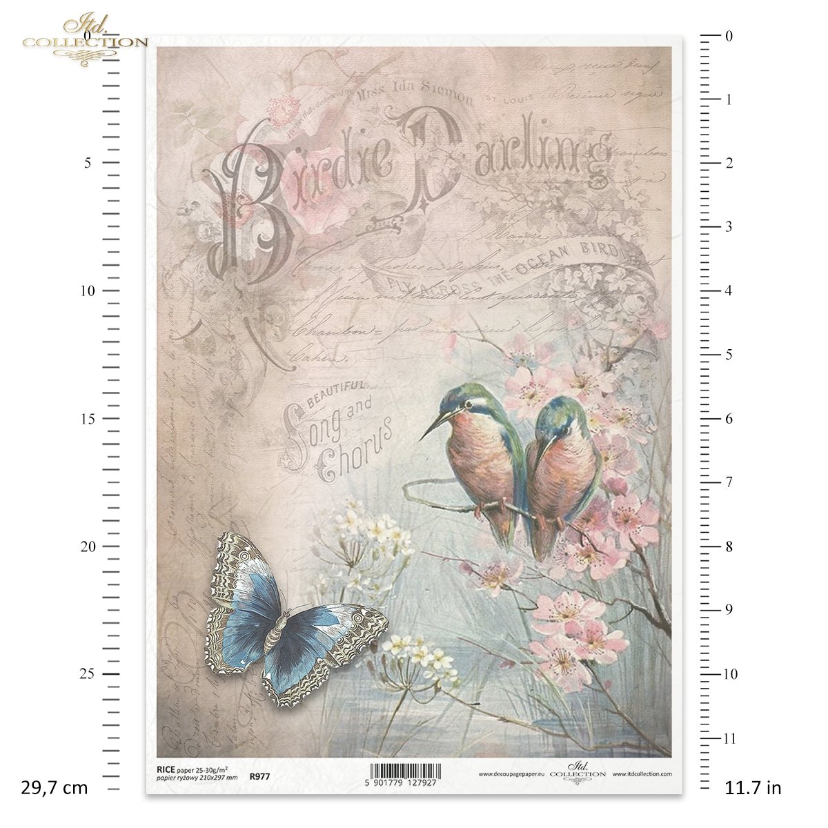 筆記具 rice Rice paper R977 - Decoupage Paper flowers, birds, butterfly