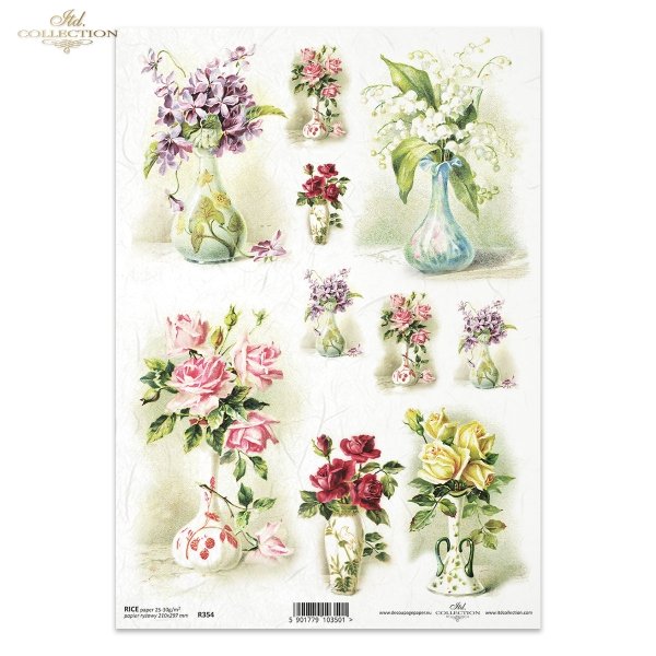 flower, flowers, vase, vases, bouquet, bouquets, violet, violets, lily of the valley, retro, vintage, R354