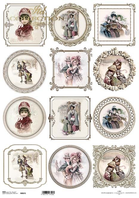 vintage ramki, mężczyźni, kobiety, dzieci, zimowa sceneria*vintage frames, men, women, children, winter scenery*Vintage-Rahmen, Männer, Frauen, Kinder, Winterlandschaften*marcos vintage, hombres, mujeres, niños, paisajes de invierno