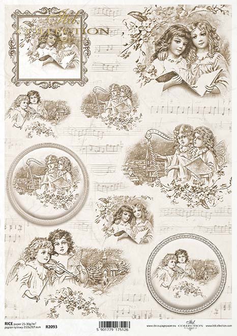 Vintage Angels - vintage anioły, ozdobne ramki, nuty*Vintage Angels - vintage angels, decorative frames, notes*Vintage Angels - Vintage-Engel, dekorative Rahmen, Notizen*Vintage Angels - ángeles vintage, marcos decorativos, notas