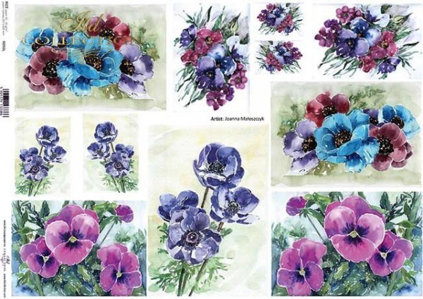 Papel Decoupage pintura contemporánea, flores, pensamientos*Бумага Декупаж современная живопись, цветы, анютины глазки*Papier Decoupagepapier zeitgenössische Malerei, Blumen, Stiefmütterchen