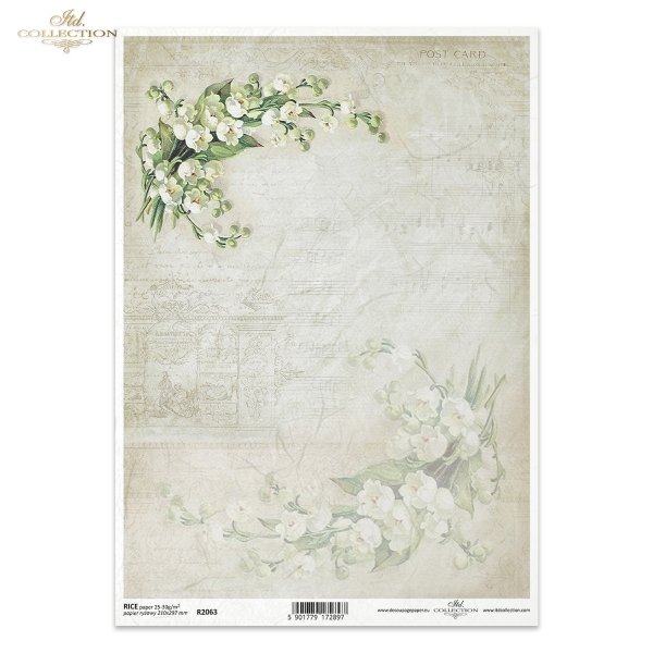 Kwiatowa Poczta w bieli, biel, białe kwiaty, konwalia, konwalie, bukiet, kwiat, łąka, wiosna, nuty, tło, retro, stare napisy, Flower Post, in white, white, white flowers, lily of the valley, bouquet, flower, meadow, spring, notes, backgroun
