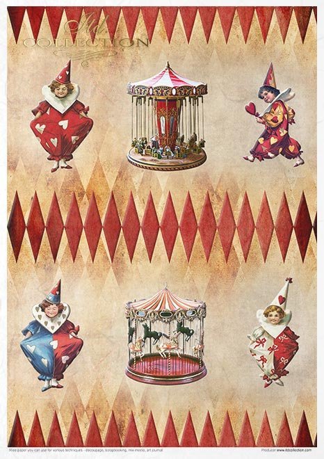Zestaw kreatywny na papierze ryżowym - Karnawał zakochany Pierrot*Creative set on rice paper - Carnival - Pierrot in love