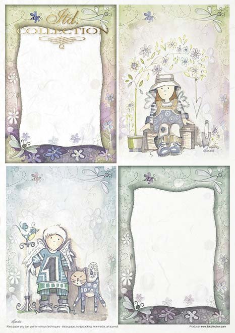 Zestaw kreatywny na papierze ryżowym - Aniołkowo * Creative set on rice paper - Angels