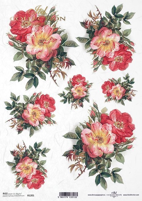 Flores de papel de arroz, rosas silvestres*Reispapierblumen , Wildrosen*Рисовые бумажные цветы, дикие розы