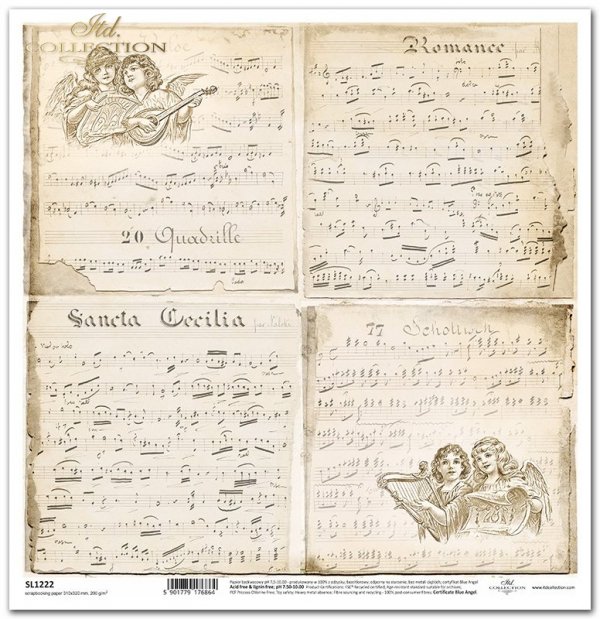 Seria Vintage Angels - aniołki, nuty*Vintage Angels series - angels, notes*Vintage Angels Serie - Engel, Notizen*Serie Vintage Angels - ángeles, notas