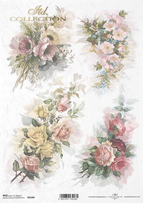 papel decoupage de flores*decoupage papírové kytice květin*decoupage Papierblumensträuße von Blumen