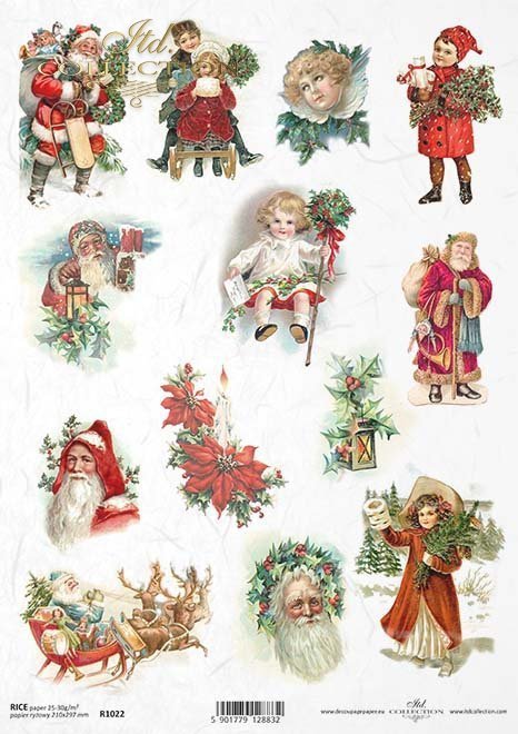 vintage, retro, Christmas, Santa Claus, Father Christmas, Grandfather Frost, presents, children, sleigh, sled, reindeer, Vintage, Retro, Weihnachten, Weihnachtsmann, Väterchen Frost, Geschenke, Kinder, Schlitten