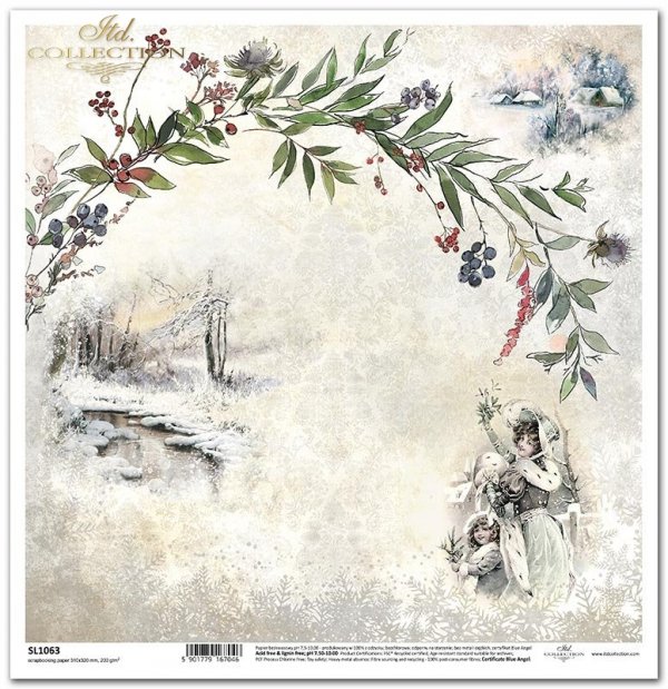 Seria Victorian Christmas, wiktoriańskie święta, widoczek, kobieta, rośliny, vintage*Victorian Christmas, view, woman, plants, vintage*Viktorianische Weihnachten, Ansicht, Frau, Pflanzen, Vintage*Navidad Victoriana, vista, mujer, plantas, vintage