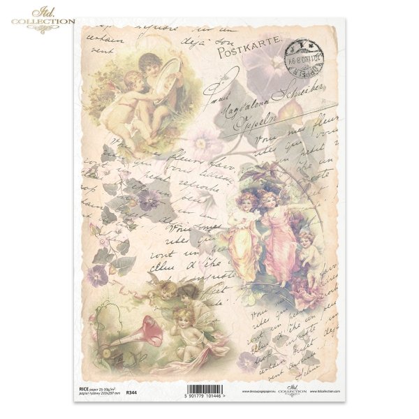 elves, vintage, flowers, old postcards, fairy tales, R344