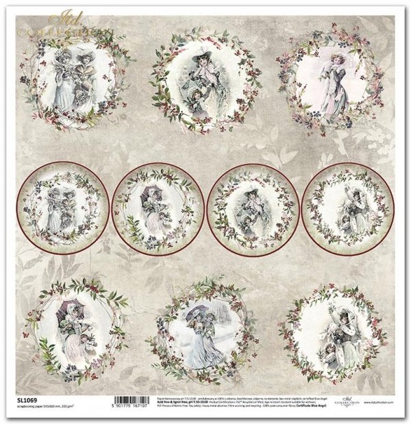 Seria Victorian Christmas, wiktoriańskie święta, wieńce, ramki, kobiety*Victorian Christmas series, Victorian holidays, wreaths, frames, women*Viktorianische Weihnachtsserie, Viktorianische Feiertage, Kränze, Rahmen, Frauen*Serie de Navidades Victorianas,
