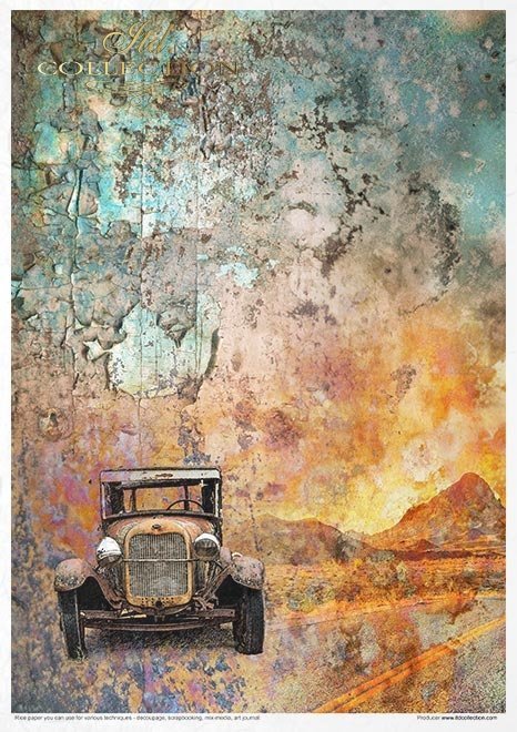 Zestaw papierów ryżowych - Legendarna Droga 66*Rice paper set - Legendary Route 66*Reispapier-Set - Legendäre Route 66*Juego de papel de arroz - La legendaria Ruta 66