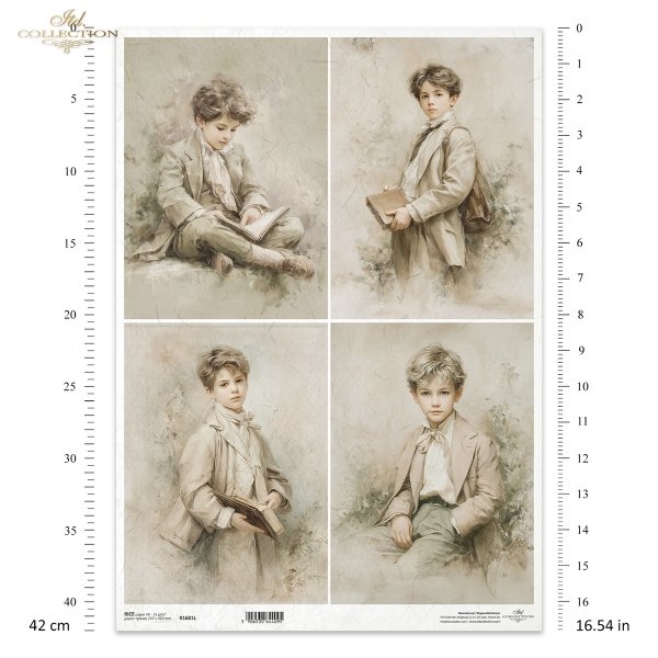 portrety, chłopcy, styl vintage, sepia, retro, akwarela