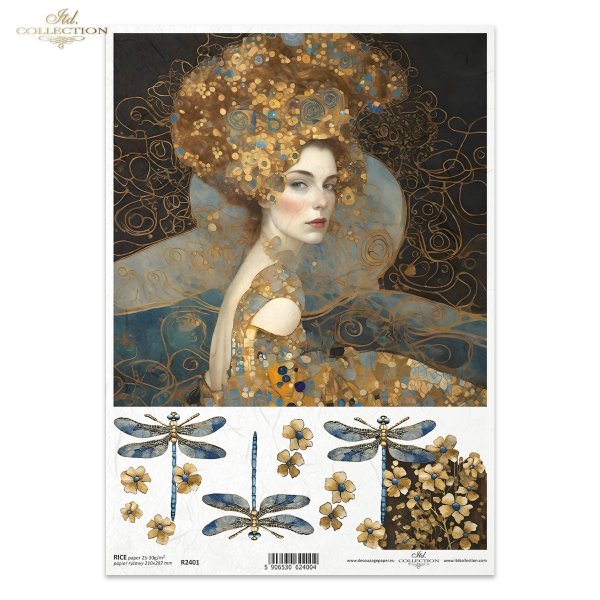 kobieta, kobiety, Klimt, sztuka, złoto, biżuteria, kamienie szlachetne, moda, mozaika, ważka, wazki, secesja, motywy secesyjne, Art Nouveau motifs, Inspired by Klimt, kwiaty 3D, 3D efekt, woman, women, Klimt, art, gold, jewellery