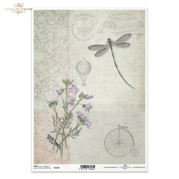 vintage, retro, bicykl, ważka, ważki, balon, list, ręczne pismo, stare napisy, kwiaty lnu, polne kwiatki, ornament kwiatowy, vintage, retro, bicycle, dragonfly, dragonflies, balloon, letter, handwriting, old inscription