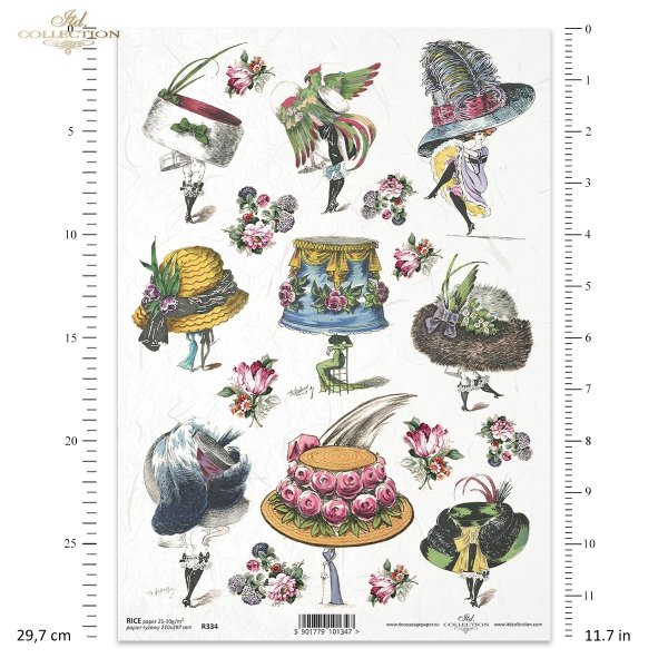 moda, Paryż, dawna Francja, vintage, kapelusz, kapelusze, żart, kwiaty, R334