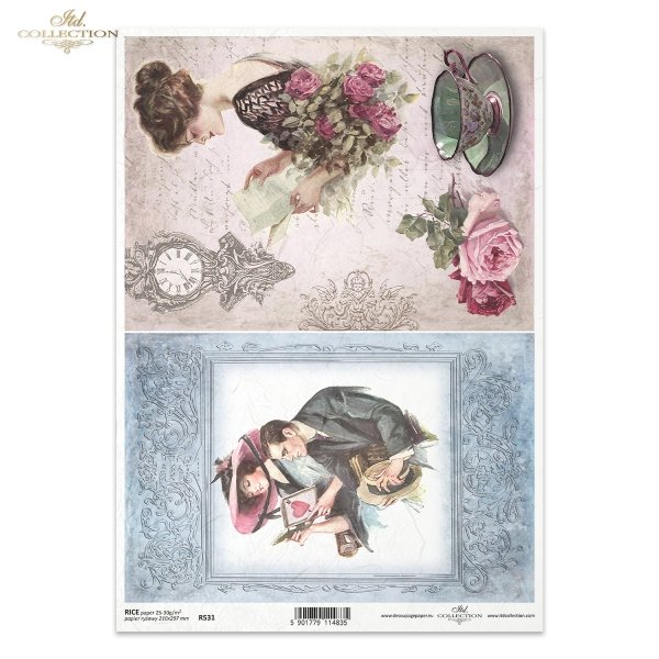romantyzm w stylu retro, vintage, kobieta, mężczyzna, para, dama, kapelusz, stlizowana ramka, ornament, dekor, tło, list, ręczne pismo, filiżanka, kwiaty, zegar, róża, róże, kwiaty, R531, retro romance, vintage, woman, man, couple, lady, hat, stylised fra