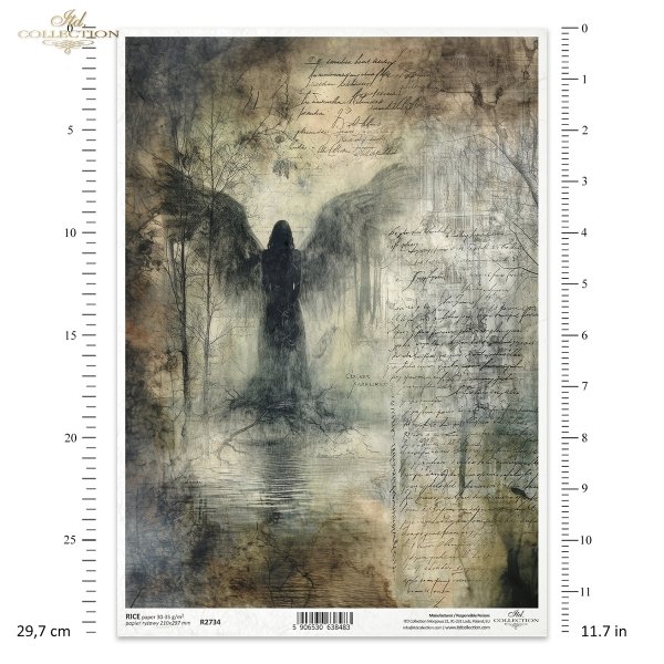 anioł, mroczne skrzydła, woda, nagie drzewa, gotycka architektura, mgła, vintage, melancholia, fantasy*angel, dark wings, water, bare trees, gothic architecture, fog, vintage, melancholy, fantasy