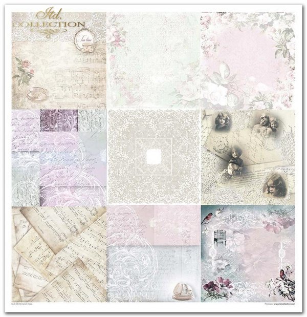 Set von Papieren für Scrapbooking SLS-001 ''Englische Rose''' ---- PREISREDUZIERTES PRODUKT