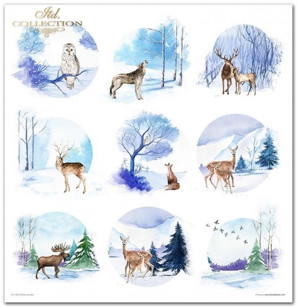 Set von Papieren für Scrapbooking SLS-022 ''Wintertiere''' ---- PREISREDUZIERTES PRODUKT