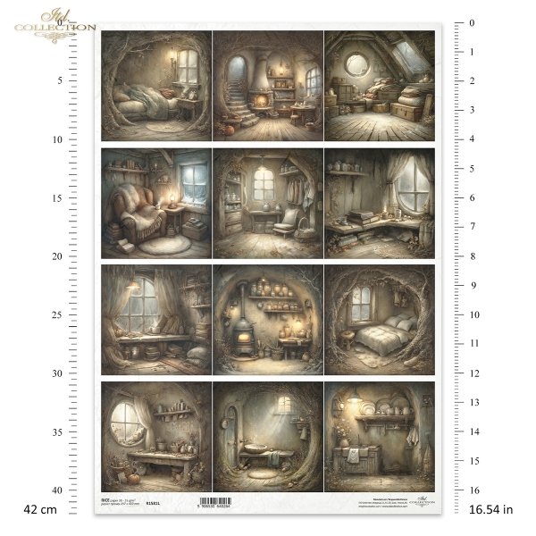 Mouse World - przytulny, rustykalny, fantastyczny, wnętrze, chatka, nora, bajkowy, leśny , świąteczny czas, Boże Narodzenie, zimowa opowieść, ilustracje bajkowe, przytulne, domowe scenki