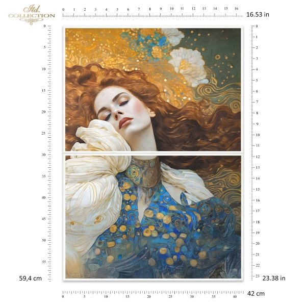 Papier decoupage morwowy FPA2011, Seria Inspired by Klimt, kobiety, zloto, dekoracyjne wzory, kamienie szlachetne, mozaiki, motywy secesyjne * Mulberry decoupage paper FPA2012, women, gold, decorative patterns, gemstones, mosaics, Art Nouveau motifs *Pape