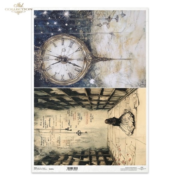 Zegar, kosmos, Alicja, wiszące klucze, biblioteka, książki, napisy*Clock, space, Alice, hanging keys, library, books, inscriptions*Uhr, Raum, Alice, hängende Schlüssel, Bibliothek, Bücher, Inschriften*Reloj, espacio, Alicia, llaves colgantes, biblioteca, 