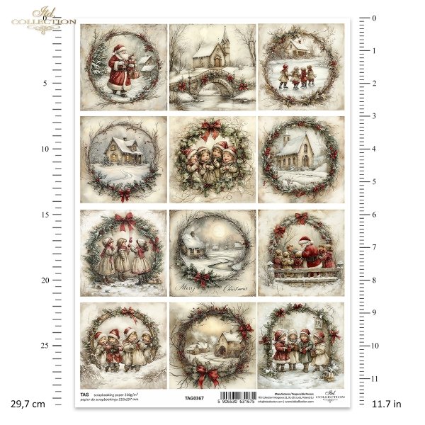Święty Mikołaj, dzieci, wianki, widoczki, Boże Narodzenie, krajobraz zimowy*Father Christmas, children, garlands, views, Christmas, winter landscape*Weihnachtsmann, Kinder, Girlanden, Ansichten, Weihnachten, Winterlandschaft*Papá Noel, niños, guirnaldas, 