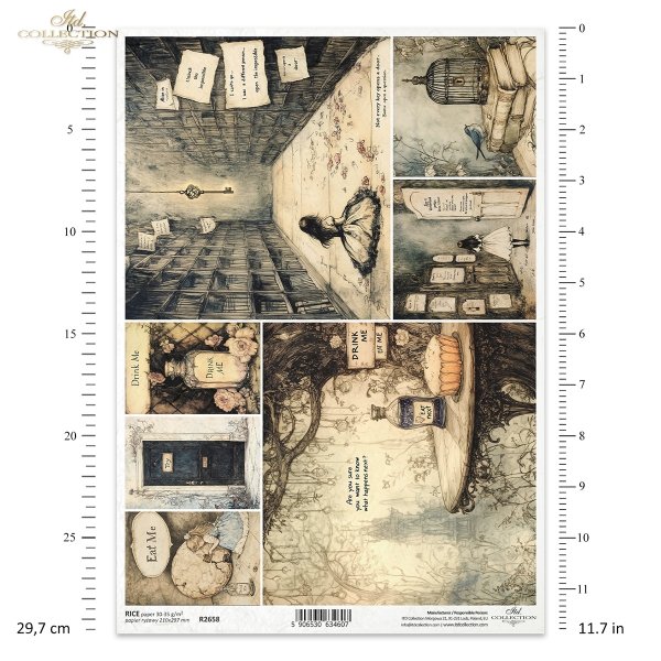 Alicja, wiszący klucz, klatka, trucizna, butelka z etykietką, napisy, książki, biblioteka, wiszący klucz*Alice, hanging key, cage, poison, labelled bottle, inscriptions, books, library, hanging key*Alice, hängender Schlüssel, Käfig, Gift, beschriftete Fla