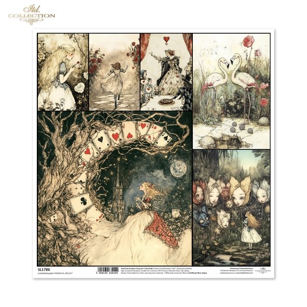 Królowa Kier, karty, Alicja, flamingi, róże*Queen of hearts, cards, Alice, flamingos, roses