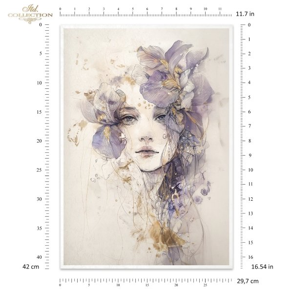 Papier decoupage morwowy FPA3021, dekoracyjne wzory, motywy kwiatowe, bukiet kwiatów, Ogród Muz, Garden of Muses * Mulberry decoupage paper FPA3021, decorative patterns, floral motifs, bouquet of flowers, Garden of Muses *Seria Garden of Muses