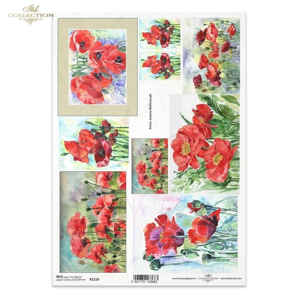 akwarela, akwarele, kwiaty, maki, łąka, ogród, polne kwiaty, malarstwo współczesne, Joanna Małoszczyk, artystka współczesna, artysta współczesny, watercolours, flowers, poppies, meadow, garden, field flowers