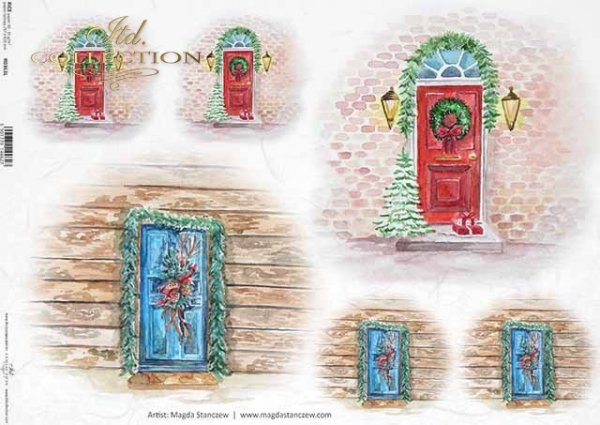 Puertas de madera con estilo, ventanas con decoraciones navideñas*stilvolle Holztüren, Fenster mit Weihnachtsschmuck*стильные деревянные двери, окна с праздничными украшениями