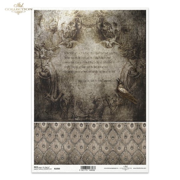 Seria Gothic Stories - Gotyckie opowieści, kruk, czaszka, czaszki, rzeźba, ornament, mroczne klimaty, raven, skull, skulls, sculpture, ornament, dark atmosphere, Rabe, Schädel, Skulptur, Ornament, dunkle Atmosphären, Cuentos góticos