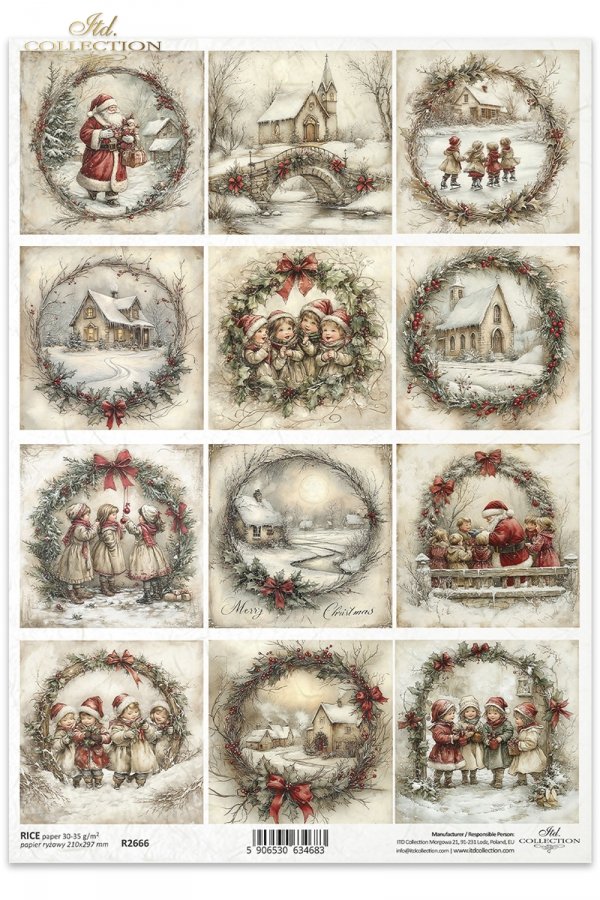 Święty Mikołaj, dzieci, wianki, widoczki, Boże Narodzenie, krajobraz zimowy*Father Christmas, children, garlands, views, Christmas, winter landscape*Weihnachtsmann, Kinder, Girlanden, Ansichten, Weihnachten, Winterlandschaft*Papá Noel, niños, guirnaldas, 