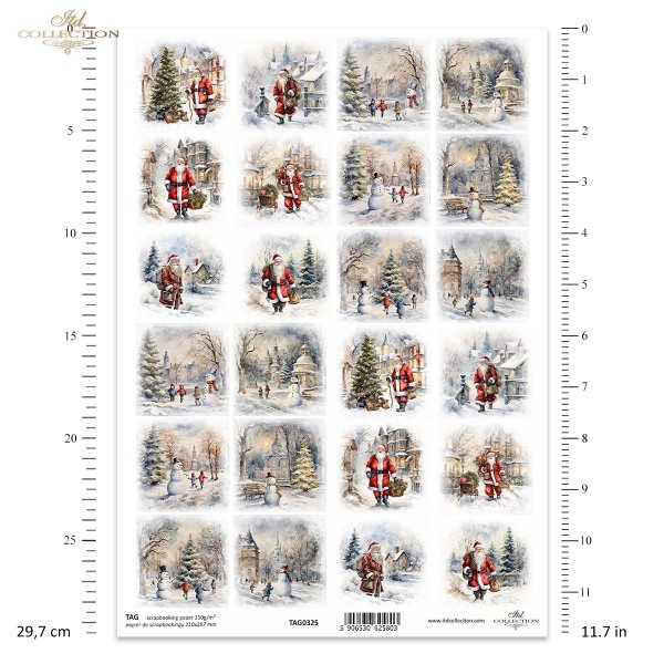 zimowe widoczki, Święty Mikołaj, dzieci, bałwany*winter views, Father Christmas, children, snowmen*vistas invernales, Papá Noel, niños, muñecos de nieve