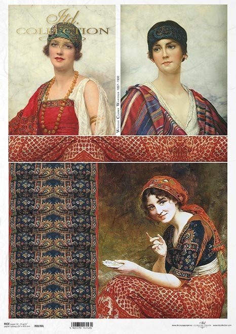 Malarstwo Williama Clarke Wontner, kobiety w orientalnych ubraniach, portrety