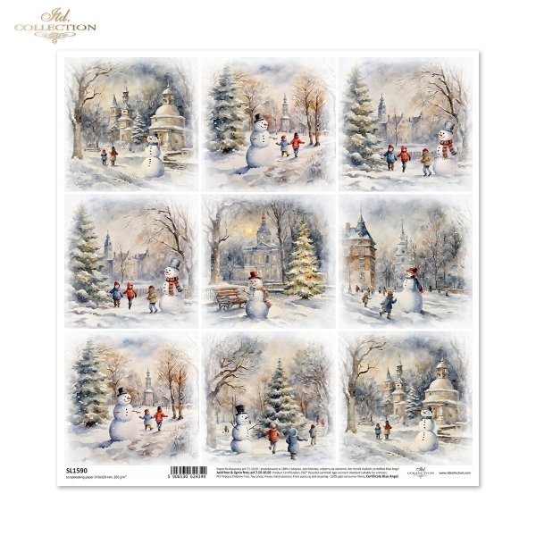 widoczki zimowe, dzieci, bałwanki*winter views, children, snowmen*Winteransichten, Kinder, Schneemänner*vistas invernales, niños, muñecos de nieve