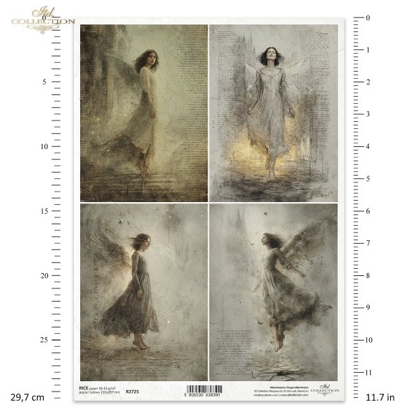 anioły, kobiece postacie, skrzydła, zwiewne suknie, melancholia, gotyk, vintage, postarzany papier*angels, female figures, wings, flowing dresses, melancholy, gothic, vintage, aged paper