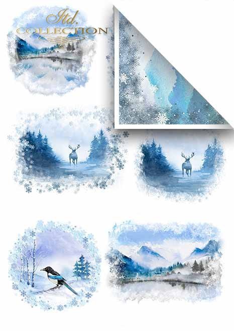 Papeles para scrapbooking en sets - invierno*Бумаги для скрапбукинга в наборах - зима